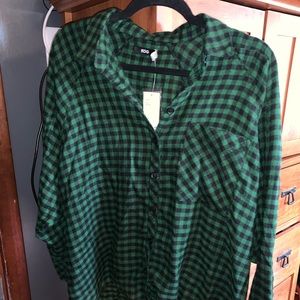 UO Brendan Drapey Flannel Button-Down Shirt